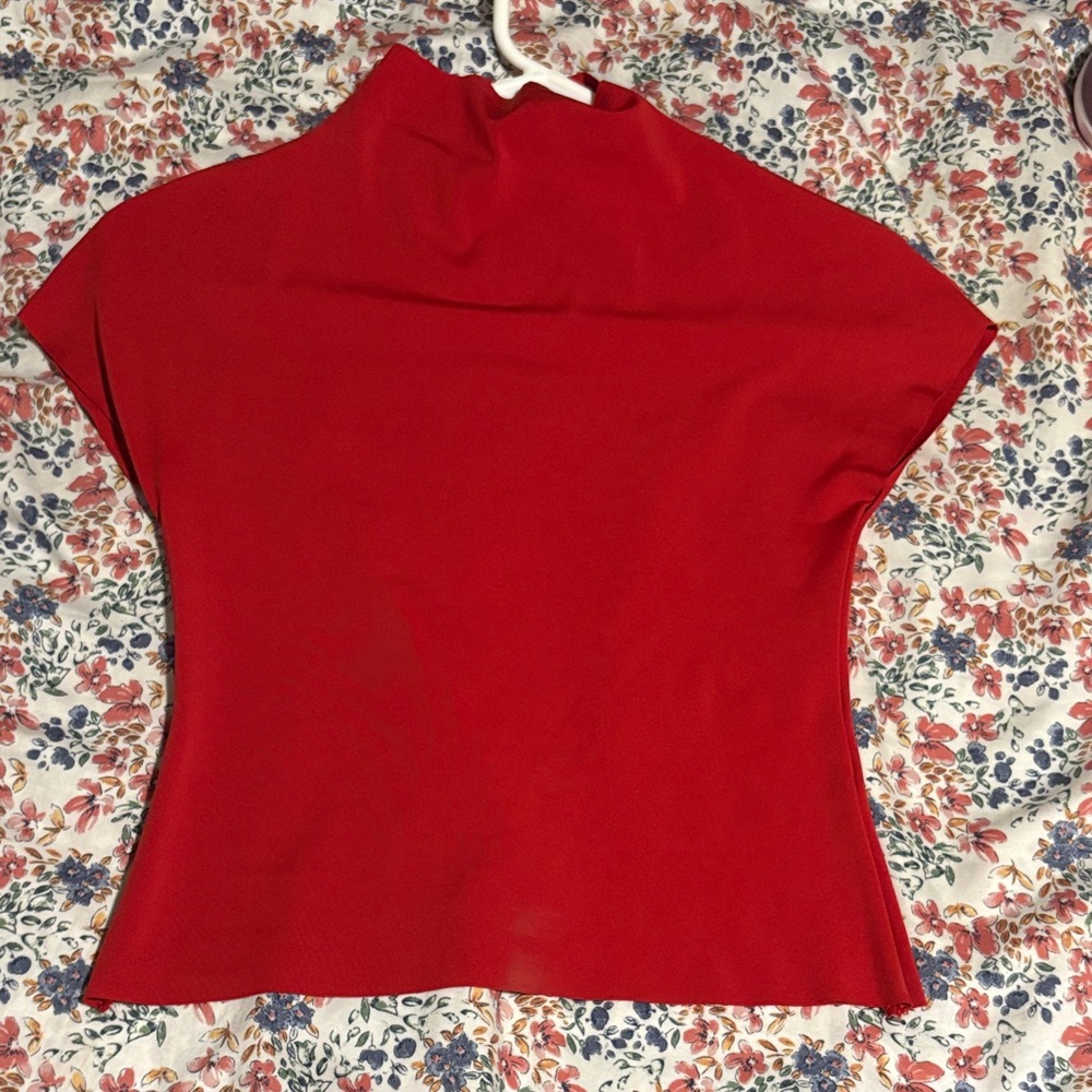 H&M Bold Red Short Sleeve Blouse